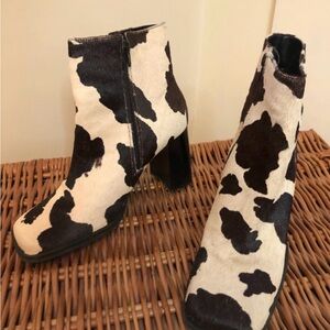 Real leather calf hair booties | Cow hair | Pony hair | Animal print | Size 8/9